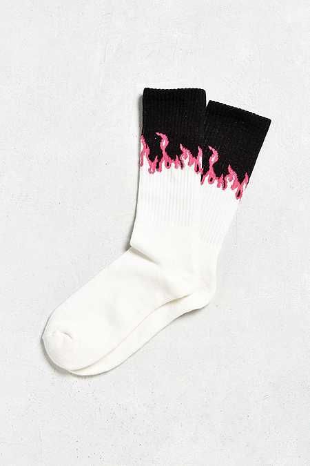 Flame Drip Crew Socks (Black & White)